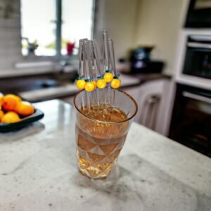 6lı Cam Portakal Figürlü Pipet Seti