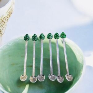 Cam Yaprak Figürlü Çay Kaşığı 6Lı Set
