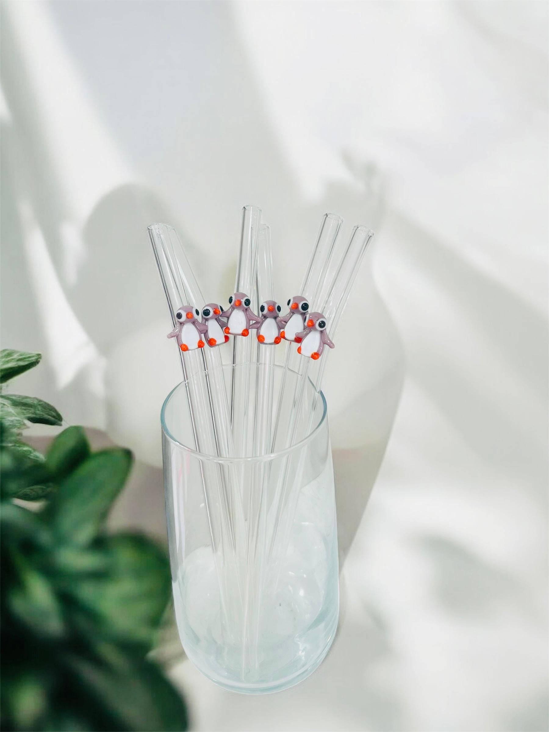Cam Pipet Sürdürülebilir Penguen Figürlü 6 lı Cam Pipet