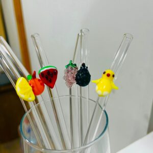 Cam Pipet Figürlü Şeffaf Çevre Dostu 6lı Cam Pipet Seti
