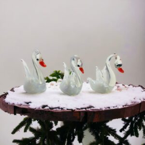 3lü Kuğu Cam El Yapımı Obje Biblo