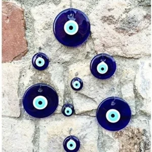 Karışık Boy Delikli Cam Nazar Boncuğu 1 Adet 7 cm , 3 Adet 5 cm ,3 adet 4 cm ,3 Adet 3 cm